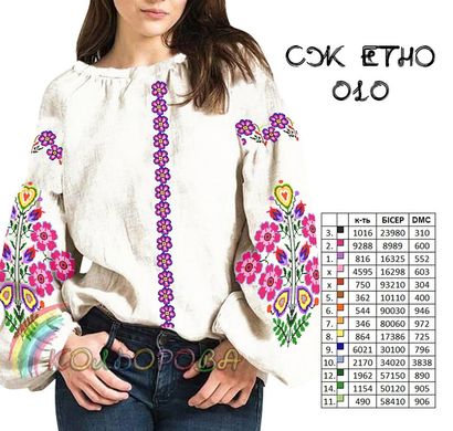 Заготовка для вишиванки Блуза жіноча СЖ-ЕТНО-010 ТМ "Кольорова"