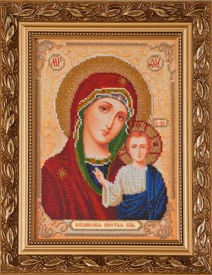 Схема для вишивки бісером Казанська ікона Божої матері І-018 (габардин)