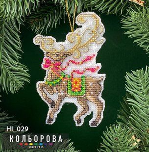 Новорічна іграшка на пластиковій основі НІ_029 "Новорічний олень"