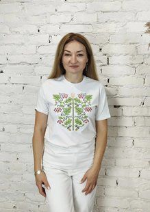 Футболка-вышиванка женская белая вышивка Дуб Калина ТМ НоКо
