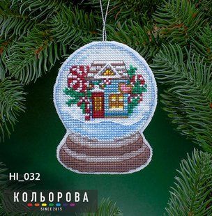 Новорічна іграшка на пластиковій основі НІ_032 "Снігова куля. Солодка хатинка"