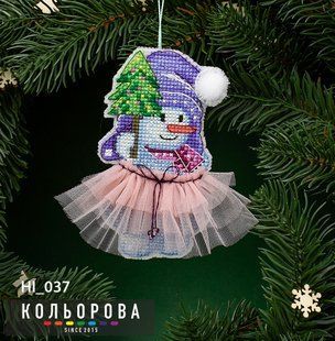 Новорічна іграшка на пластиковій основі НІ_037 "Сніговичок Мія"
