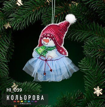 Новорічна іграшка на пластиковій основі НІ_039 "Сніговичок Дейзі"