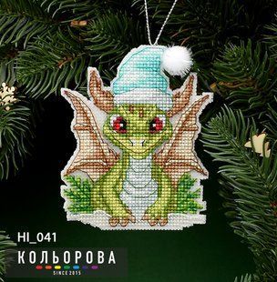 Новорічна іграшка на пластиковій основі НІ_041 "Рік дракона"