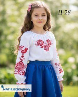 Заготовка вишиванки для дівчинки сорочка дитяча на 4-7, 8-10 років Д28 ТМ "Магія візерунку"