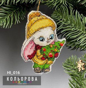Новорічна іграшка на пластиковій основі НІ_016 "Щасливе зайченя"