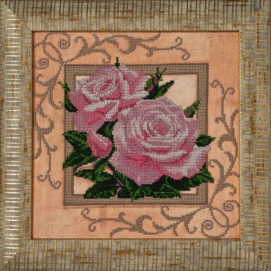 Схема для вышивки бисером Розовые розы К-034 (габардин)