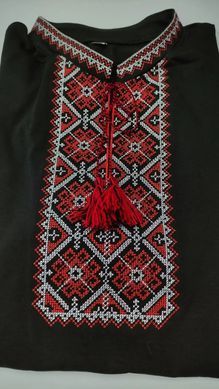 Футболка-вишиванка чоловіча чорна вишита червоно-білим хрестиком ТМ НоКо
