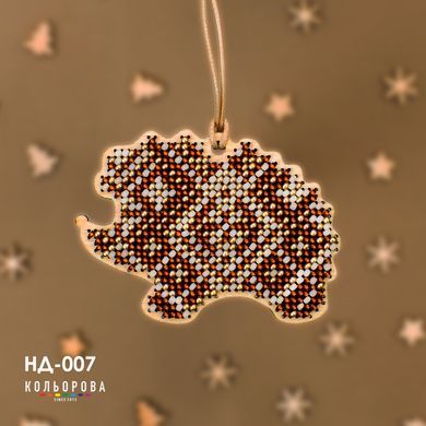 Набір для вишивки новорічної іграшки на дерев`яній основі НД-007 "Мудрець лісу"