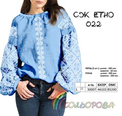 Заготовка для вишиванки Блуза жіноча СЖ-ЕТНО-022 ТМ "Кольорова"